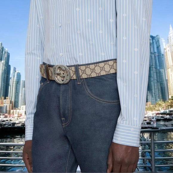 Gucci GG Supreme W/G Buckle Belt Size 100 cm $490 - Picture 5 of 9